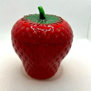 Vintage Hazel Atlas Strawberry Jam Jelly Jar Container Pot 4" Milk Glass